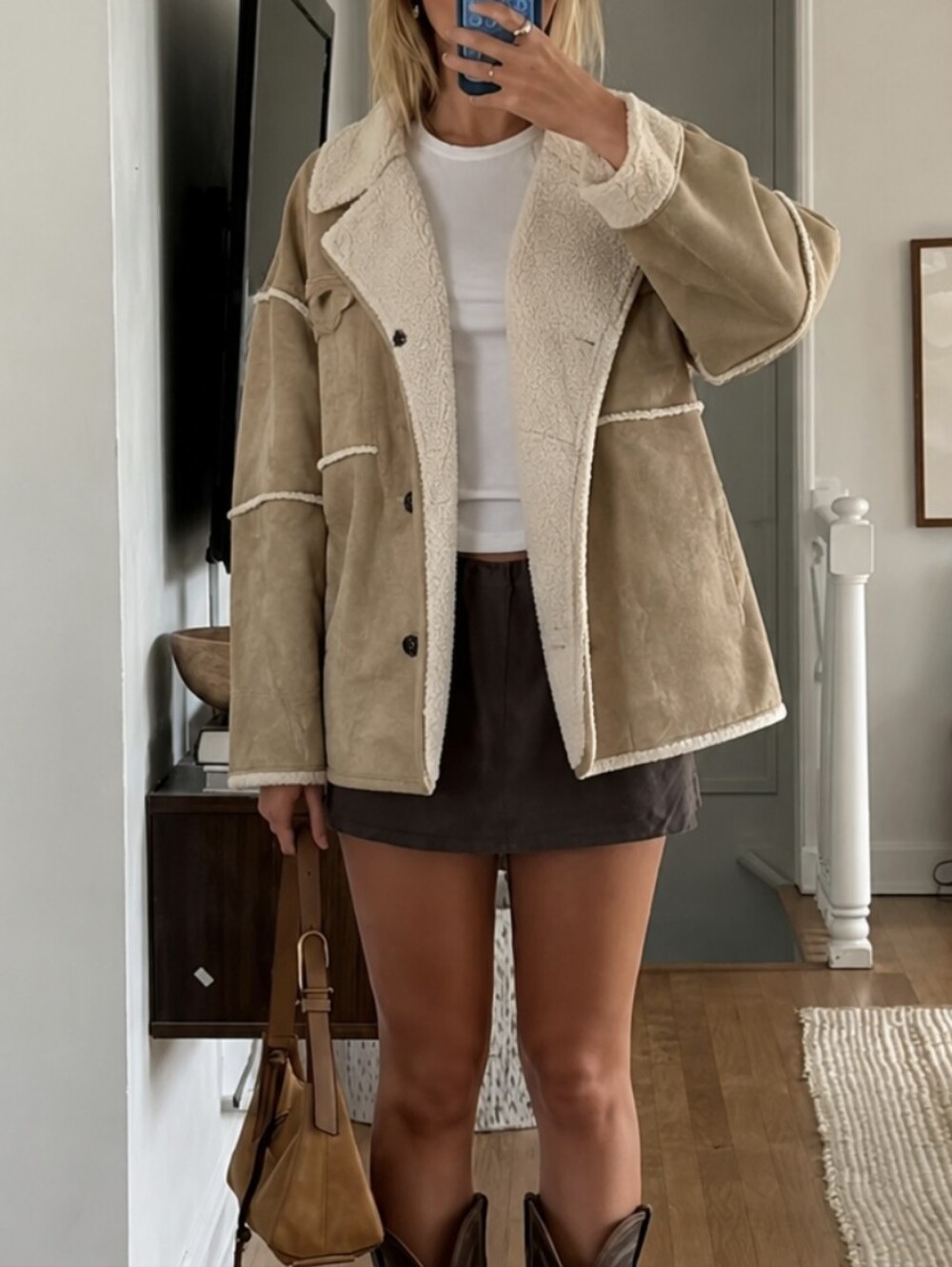 Velvet By Graham And Spencer Cream Fur Lined Albany Jacket